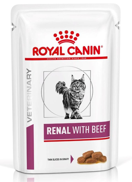 Mokra karma dla kotów z problemami nerek ROYAL CANIN Vet Renal z wołowiną - saszetki 12x85g (9003579000489) - obraz 2