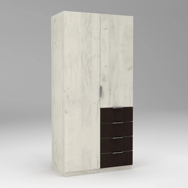 Шкаф Кристал 1 Континент 1000х520х2100 Дуб Крафт Белый/Венге Магия - изображение 3