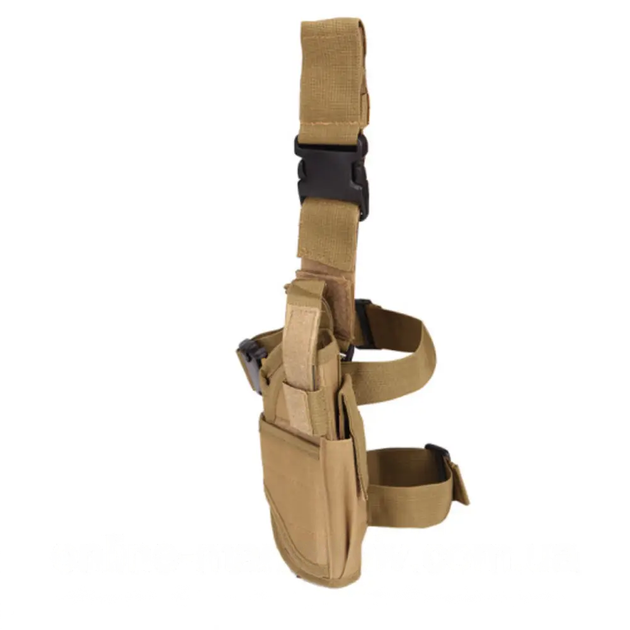 Кобура сумка набедренная на ногу армейская военная тактическая регулируемый размер с отделением для магазина 42х11 см (474291-Prob) Песок - изображение 2