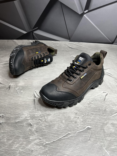 Мужские тактические коричневые кроссовки из высококачественного натурального нубука размер 45 - изображение 2