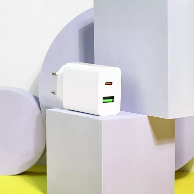Сетевое зарядное устройство СЗУ Proove Rapid 20W Type-C + USB white - Фото 5 Сетевое зарядное устройство СЗУ Proove Rapid 20W Type-C + USB white - изображение 5