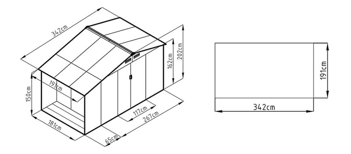 Садовий будиночок металевий HardMaster MADISON 11x6 Cold Grey 342x191 см 003991 - зображення 2