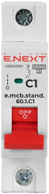 Автоматичний вимикач 1р 1А 6кА "C" [s002101] E.NEXT e.mcb.stand.60.1.C1 - зображення 2