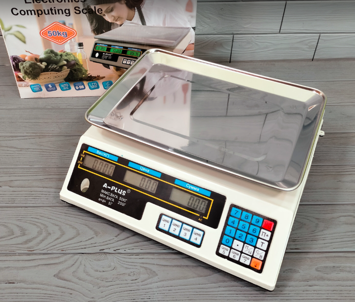Весы торговые A-Plus электронные с дисплеем и аккумулятором до 50кг (SC-1660) - Фото 2 Весы торговые A-Plus электронные с дисплеем и аккумулятором до 50кг (SC-1660) - изображение 2