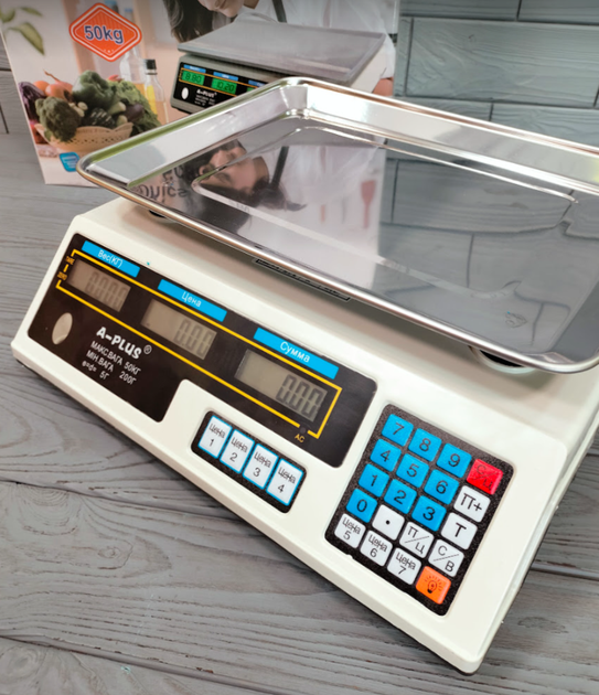 Весы торговые A-Plus электронные с дисплеем и аккумулятором до 50кг (SC-1660) - Фото 3 Весы торговые A-Plus электронные с дисплеем и аккумулятором до 50кг (SC-1660) - изображение 3