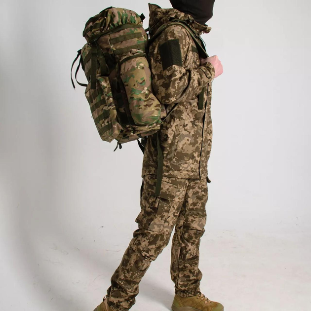 Рюкзак тактический зсу 65+10л, рюкзак военный камуфляж, тактический рюкзак ВСУ, военный рюкзак 65+10 литров - изображение 2