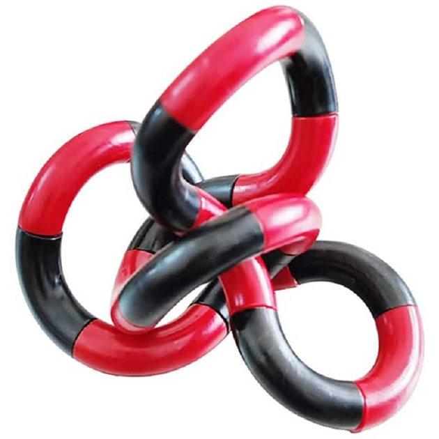 Игрушка антистресс Тангл (Tangle), бесконечная змейка, черно-красный ...