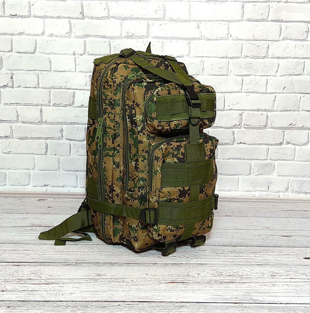 Тактичний похідний рюкзак Military військовий водовідштовхуючий рюкзак 25 л 45х24х22 см камуфляж - зображення 2