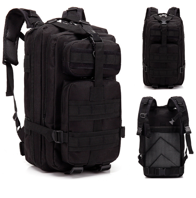Тактичний похідний рюкзак Military військовий рюкзак водовідштовхувальний 25 л 45х24х22 см Чорний - зображення 1