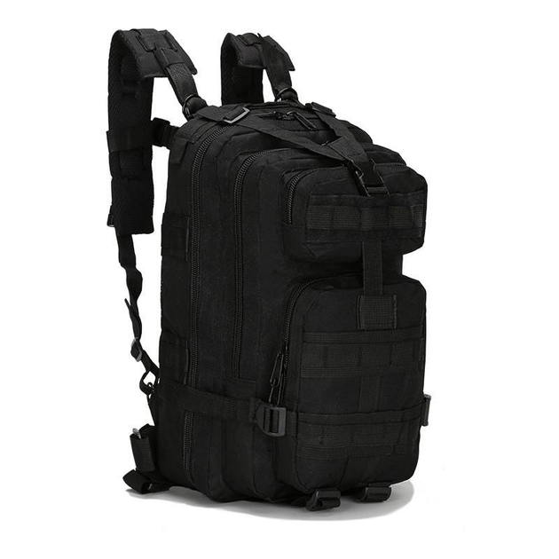 Тактичний похідний рюкзак Military військовий рюкзак водовідштовхувальний 25 л 45х24х22 см Чорний - зображення 2
