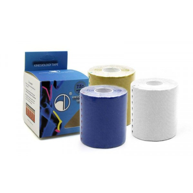 Кинезио тейп в рулоні 7,5 см х 5м (Kinesio tape) еластичний пластир , Колір Синій - зображення 1