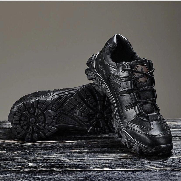 Кроссовки мужские кожаные Demi Season 41 (27 см) Демисезон 1208 Ukr-Tec (Чёрный) тактические ботинки - изображение 1