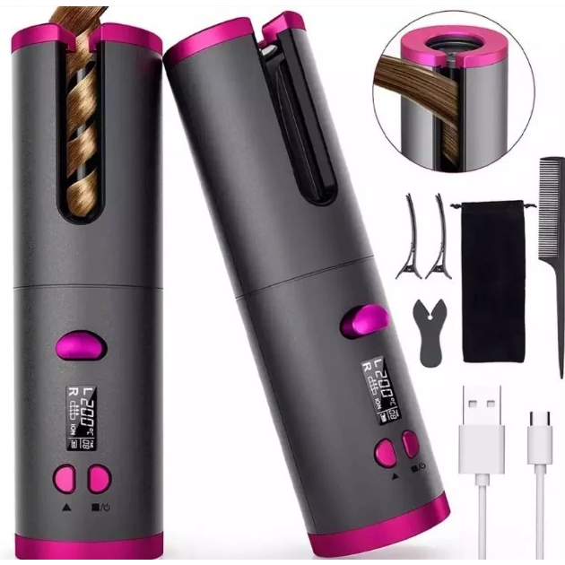 Бездротовий стайлер для завивки волосся з керамічним покриттям Ramindong Hair curler авто бігуді з дисплеєм - зображення 2