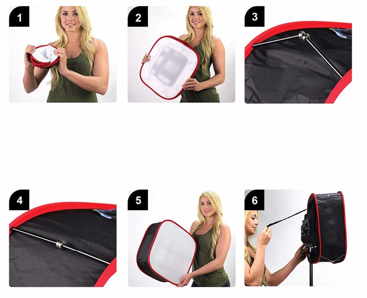 Софтбокс, розсіювач, дифузор (Softbox) 41 х 41 см для LED панелі, накамерного світла - зображення 2