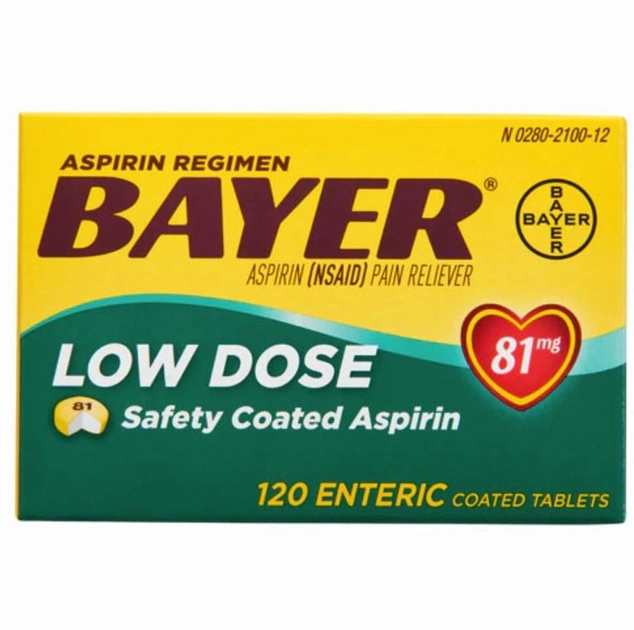 Аспірин серцевий 81 мг Bayer Low Dose Safety Coated Aspirin 120 штук - зображення 1