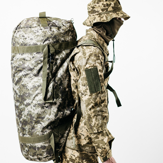 Баул армійський піксель, сумка баул армійський 100 л тактичний баул, тактичний баул-рюкзак - зображення 2