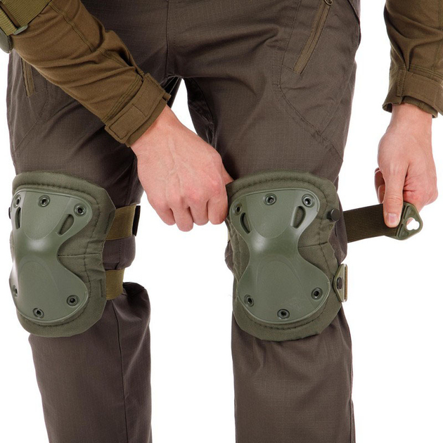 Тактические наколенники и налокотники Knee-Pads защитные анатомической формы олива (армейские для военных ВСУ с быстрым сбросом) YL7548-O - изображение 2