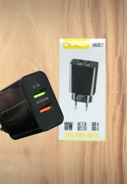 СЗУ Grand D18AQ-2 c функцией быстрой зарядки USB 3.0 Quick Charge 3.0 2.1 A, черный - изображение 2