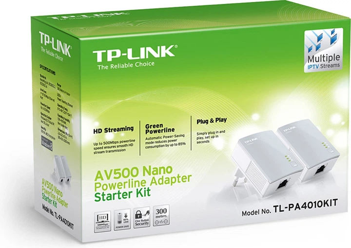 Комплект адаптеров Powerline TP-Link Ethernet 1 порт 65х28 5х52 мм белый (695447) - изображение 2