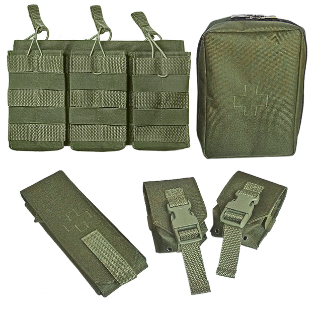 Комплект підсумків тактичних CORDURA OLIVE MOLLE Win War олива 00105 - зображення 1