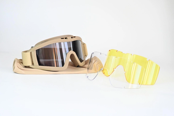 Тактичні Окуляри маска захисні військові чорні 3 лінзи one size 555472-1 - изображение 1