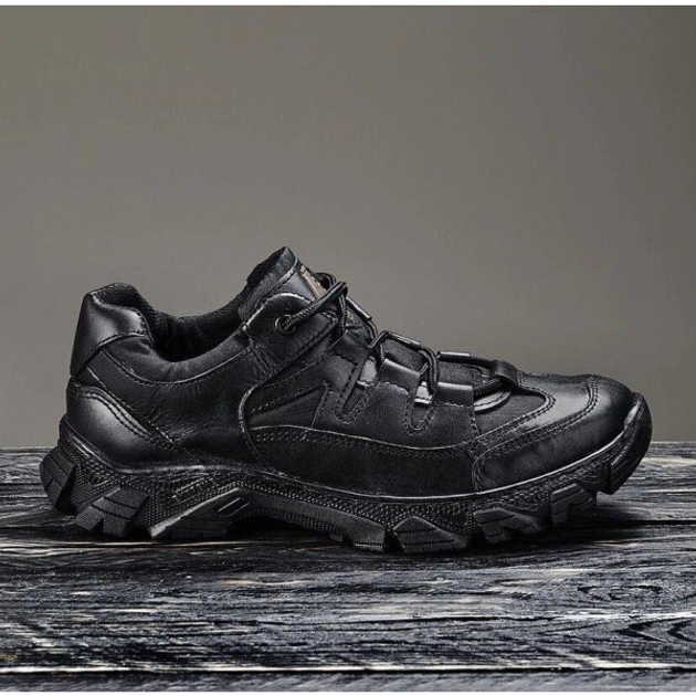 Кроссовки мужские кожаные Demi Season 46 (30 см) Демисезон 1208 Ukr-Tec (Черные) тактические ботинки - изображение 2