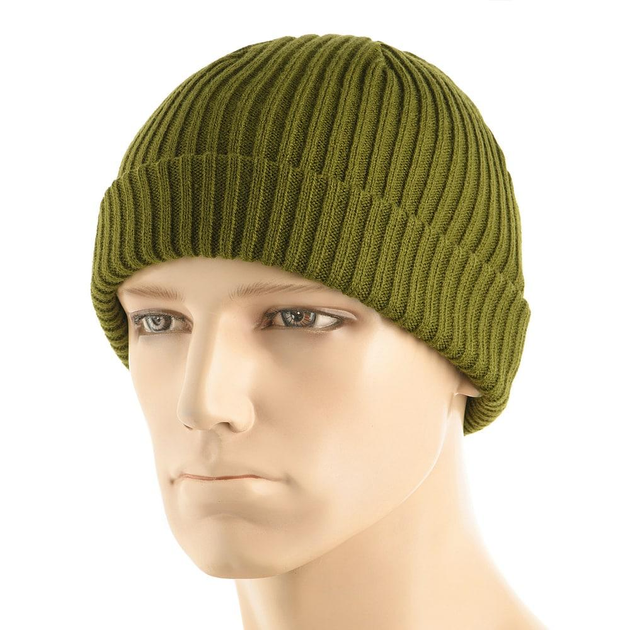 Тактическая зимняя M-Tac шапка вязаная 100% акрил Olive, тактическая военная шапка цвет олива для ВСУ! - изображение 2