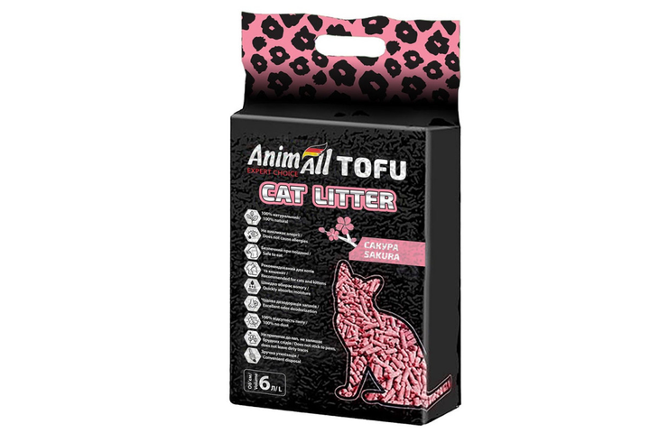 Соевый наполнитель AnimAll Tofu Saсura с ароматом сакуры, для кошек, 6 ...