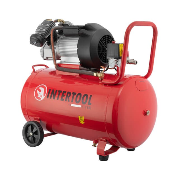 Компресор 100 л, 3 кВт, 220 В, 10 aтм, 420 л/хв, 2 циліндри. INTERTOOL PT-0008 - изображение 2