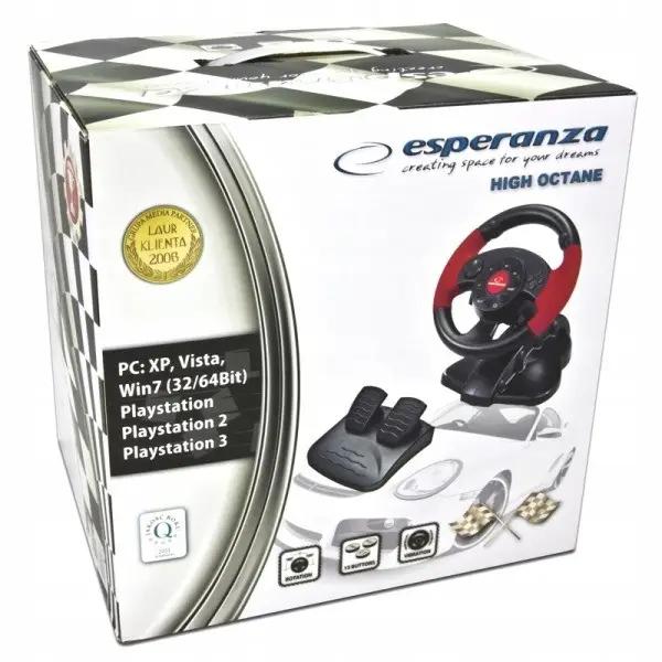 Руль с педалями для консолей и компьютеров PC PSX PS2 PS3 USB Esperanza EG103l Красный - изображение 6