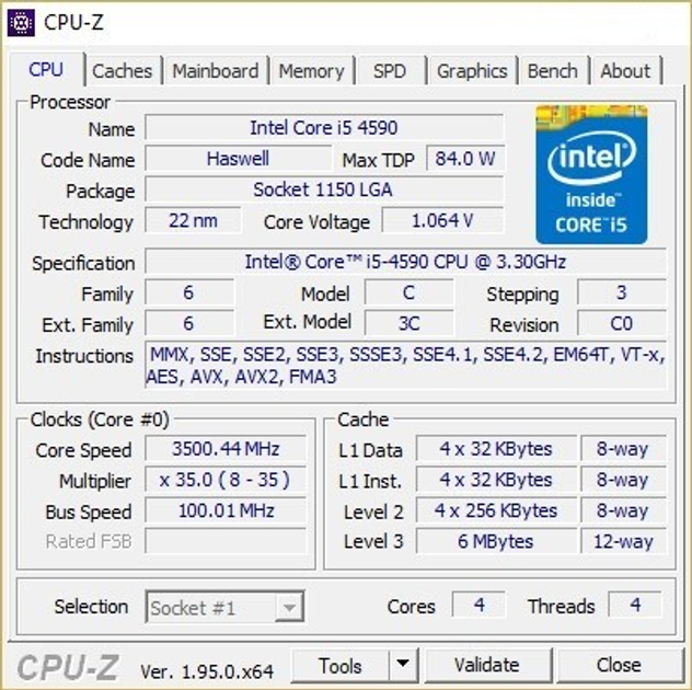 Процессор INTEL Core i5-4590 LGA1150 4 ЯДРА 3.3GHz ( Turbo BOOST до 3,7 ...
