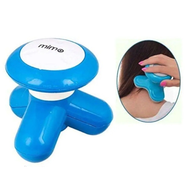 Мини вибромассажер для тела Mimo синий ручной на батарейках и от USB ...