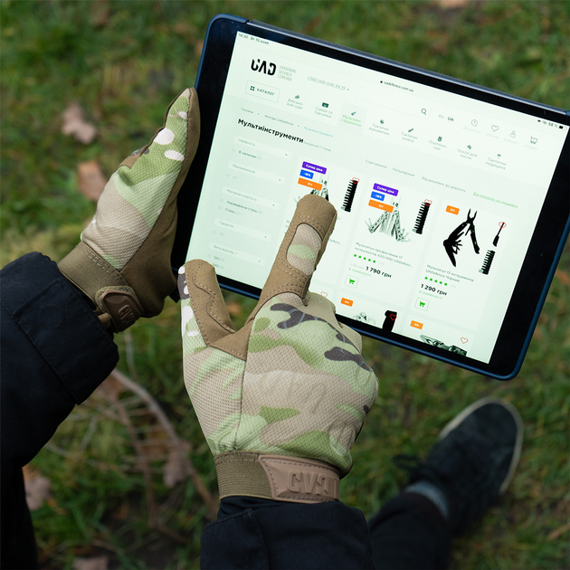 Перчатки тактические полнопалые сенсорные ARES UAD Мультикамуфляж M - изображение 2