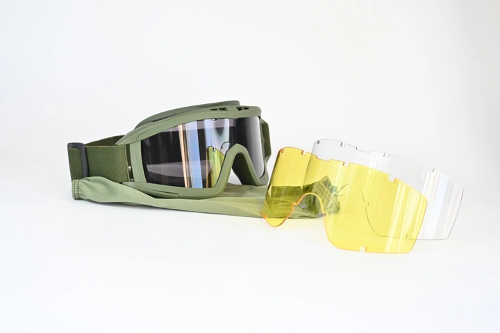 Тактичні Окуляри маска захисні військові 3 лінзи one size - зображення 1