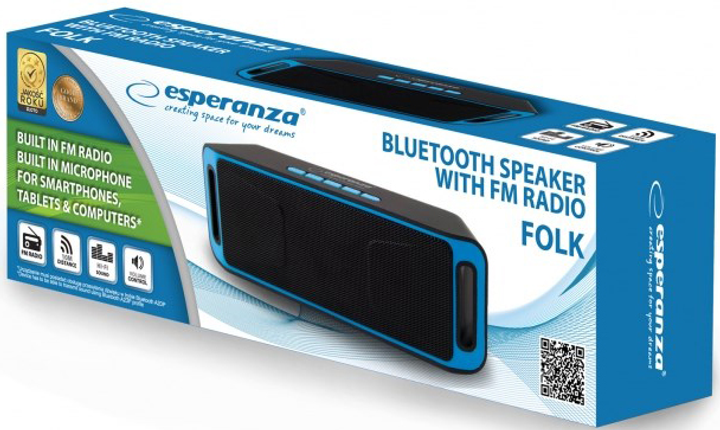 Głośnik przenośny Esperanza EP126KB portable speaker Stereo 6 W Czarny, Niebieski (AKGESPGLO0024) - obraz 3