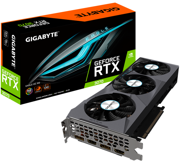 Видеокарта Gigabyte PCI-Ex GeForce RTX 3070 EAGLE OC 8GB GDDR6 (256bit) (2 х HDMI, 2 x DisplayPort) (GV-N3070EAGLE OC-8GD) - изображение 8