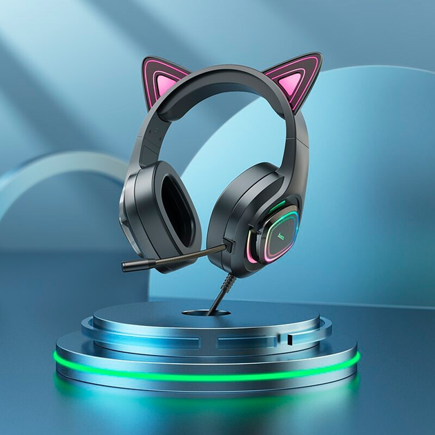 Игровые наушники с кошачьими ушками и RBG подсветкой HOCO W107 elf ...