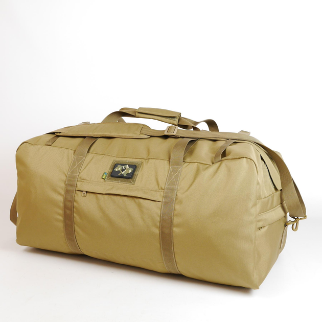 Універсальна сумка тактична 130 літрів, військова водовідштовхувальна сумка із щільної тактичної тканини Kiborg BAG Койот - зображення 1