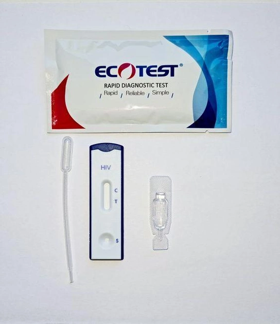 Експрес-тест на ВІЛ 1/2 (ВИЧ 1/2) (цільна кров/сироватка/плазма) Ecotest, артикул HIV-W23 - зображення 1