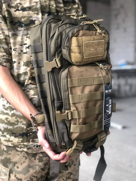 Тактический армейский военный рюкзак MIL-TEC ASSAULT® SMALL 20 л. Ranger Green/Coyote, ОРИГИНАЛ, MIL-TEC - изображение 1