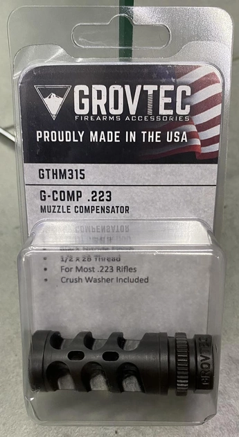 Дульне гальмо-компенсатор GrovTec калібр 223 Rem (5,56/45). Різьба - 1/2"-28 - зображення 2
