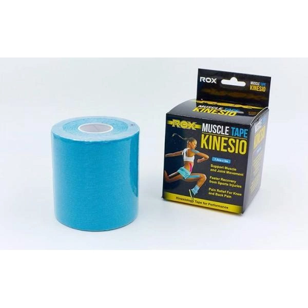 Кинезио тейп в рулоні 7,5 см х 5м (Kinesio tape) еластичний пластир, Колір Блакитний - зображення 1