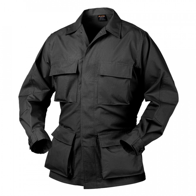 Китель (Хлопок, Рипстоп) BDU - Cotton Ripstop Helikon-Tex Black XL/Regular Тактический мужской - изображение 1