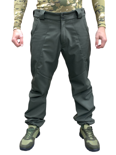 Тактичні штани ЗСУ Софтшелл Олива теплі військові штани на флісі розмір 52-54 зріст 167-179 - зображення 1