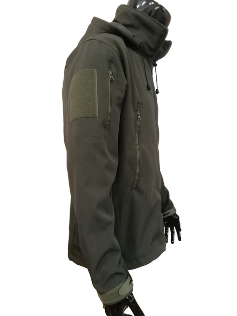 Куртка тактическая Soft shell олива с микрофлисом р. XL - изображение 2