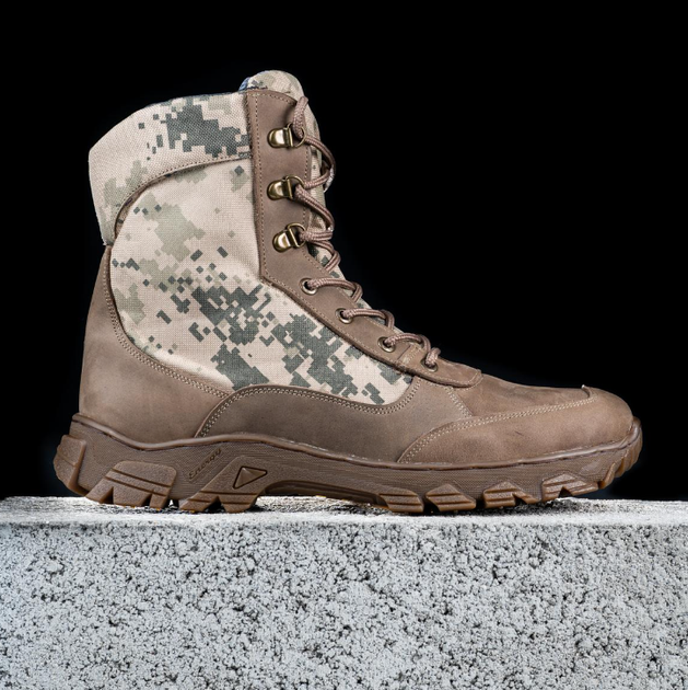 Берцы тактические мужские Light Boots 42 (28 см) Весна/Лето Кожа с Кордурой ботинки легкие (Пиксель) - изображение 1