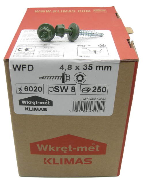 Саморез 4,8х35 для кровли WFD RAL6020 "Wkret-Met" 250 шт (010196) - изображение 4