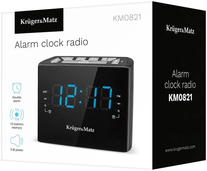 Радіоприймач Kruger&Matz KM0812 radio Clock Digital Black (KM0821) - зображення 2