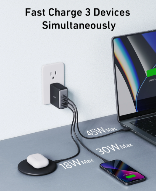 Зарядка ANKER PowerPort 736 Nano II - 100W 2xUSB-C PD & 1xPIQ GaN (Чорна) - изображение 4