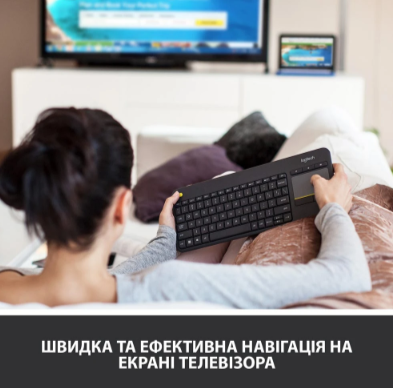 Клавіатура Logitech Wireless Touch K400 Plus, US, Black (920-007145) (6836237) - зображення 10